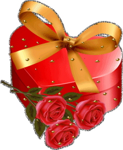 Gif animé coeur boite et roses